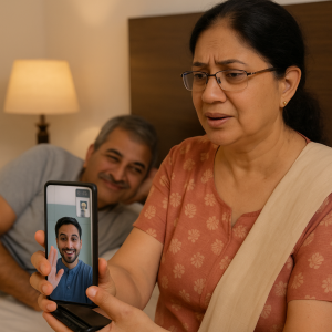 family video call eavesdropping_simple, printable art, 300 DPI