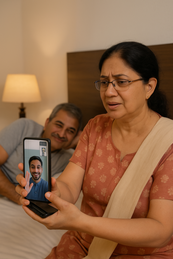 family video call eavesdropping_simple, printable art, 300 DPI