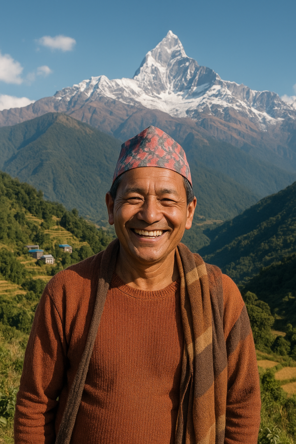 20250618_1424_smiling by nepal mountains_simple, printable art, 300 DPI