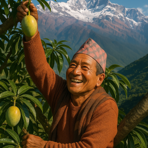 man in scenic himalayas, printable art, 300 DPI
