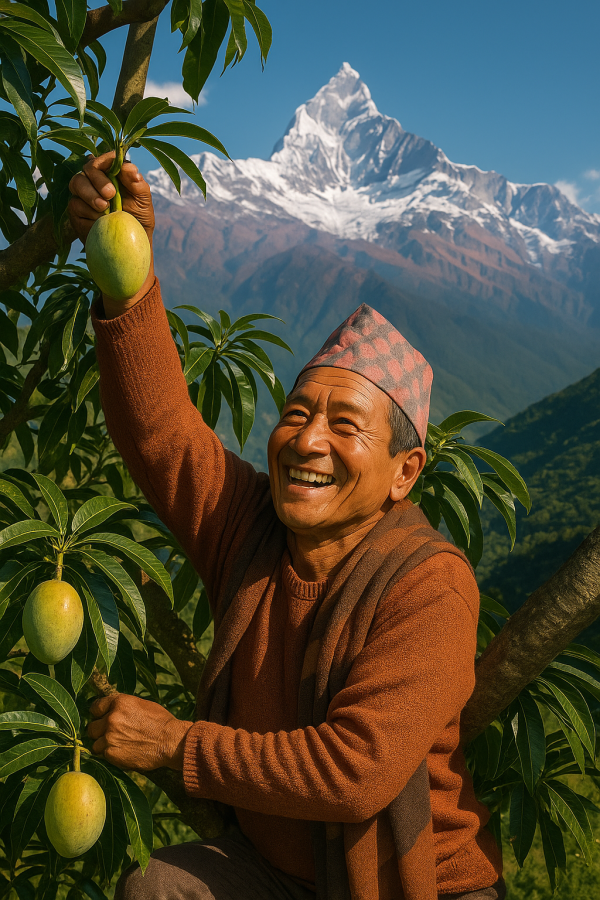 man in scenic himalayas, printable art, 300 DPI