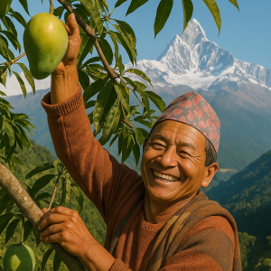 man in scenic himalayas_, printable art, 300 DPI