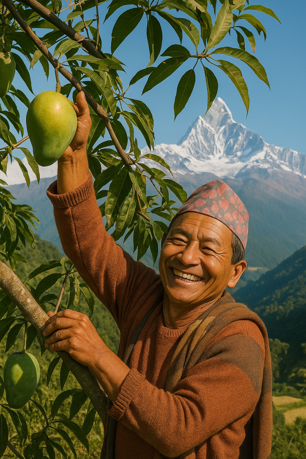 man in scenic himalayas_, printable art, 300 DPI
