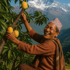 man in scenic himalayas, printable art, 300 DPI