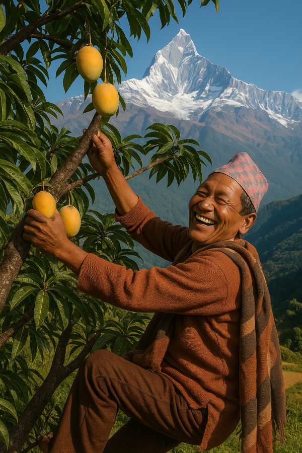 man in scenic himalayas, printable art, 300 DPI