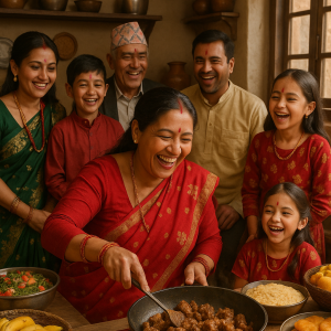 nepalese family festival_simple, printable art, 300 DPI