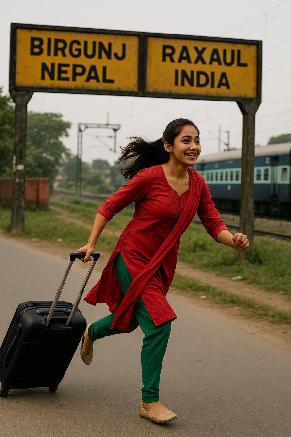 woman running with suitcase, printable art, 300 DPI