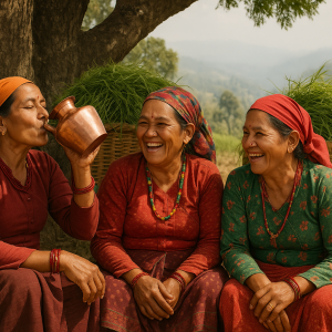 nepali women resting_simple, printable art, 300 DPI