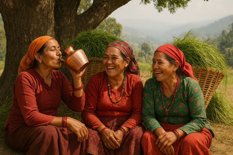 nepali women resting_simple, printable art, 300 DPI