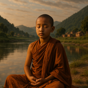meditative river tranquility_simple, printable art, 300 DPI