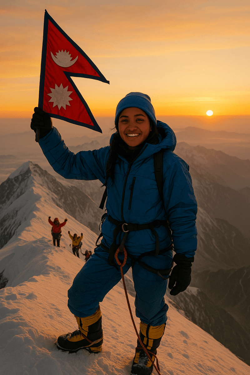 nepali climber's triumph_simple, printable art, 300 DPI