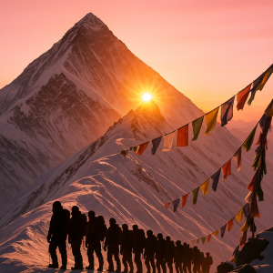 everest sunrise summit_simple, printable art, 300 DPI