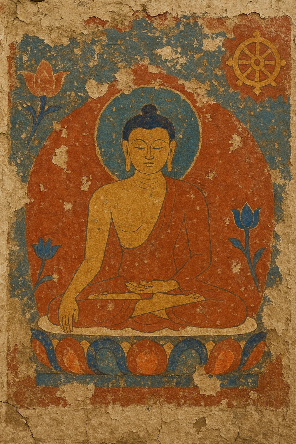 1559_buddhist mural fragment_simple, printable art, 300 DPI