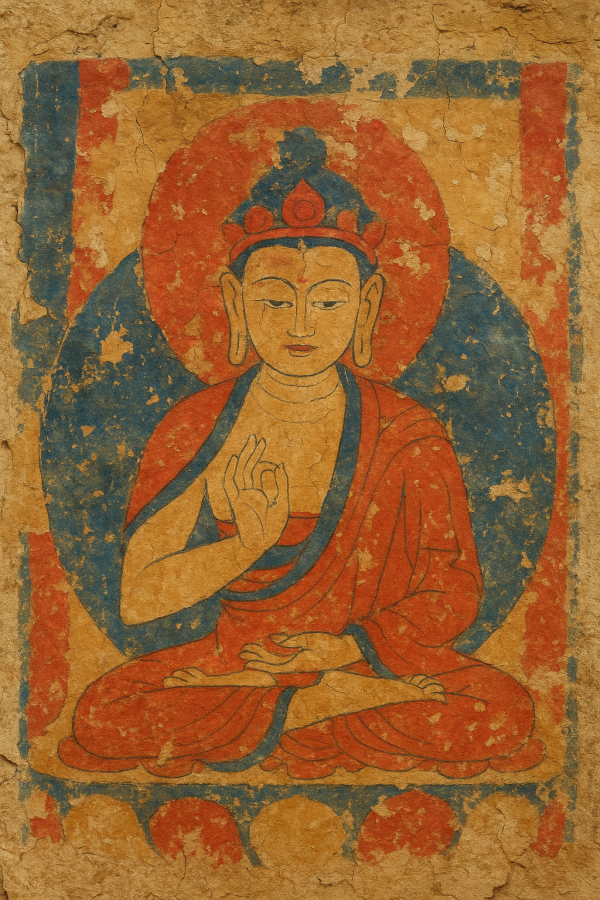 1559_buddhist mural fragment_simple, printable art, 300 DPI