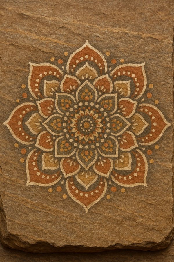 earthy mandala stone_simple, printable art, 300 DPI