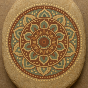earthy mandala stone_simple, printable art, 300 DPI