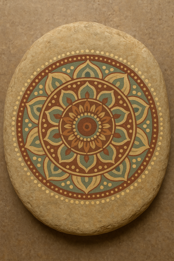 earthy mandala stone_simple, printable art, 300 DPI
