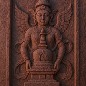 pink dusk stupa relief_simple, printable art, 300 DPI