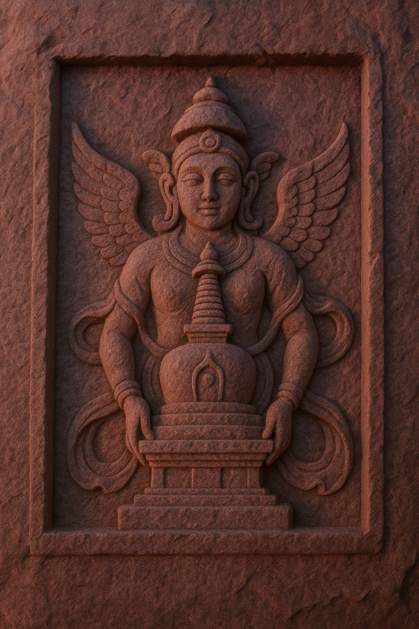 pink dusk stupa relief_simple, printable art, 300 DPI