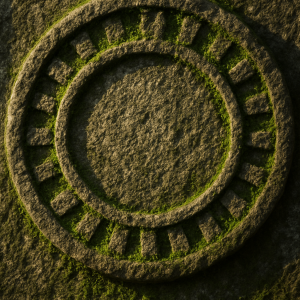 mossy stone drum carving_, printable art, 300 DPI