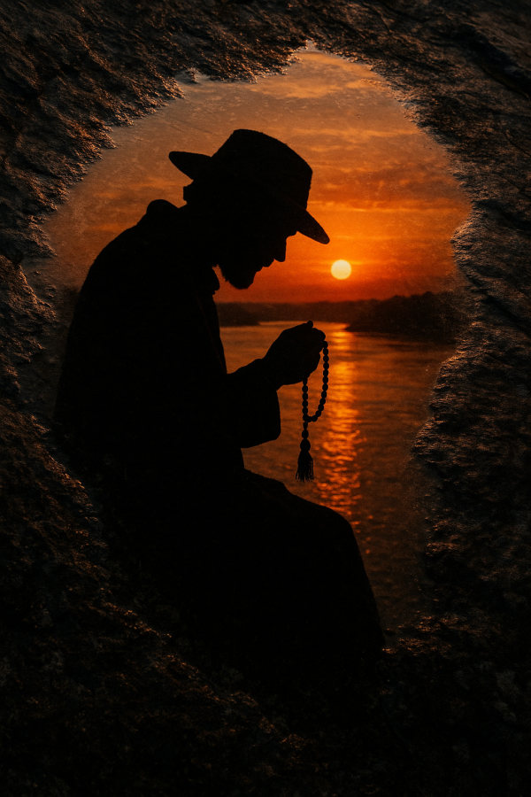 1608_pilgrim's silhouette reflection_, printable art, 300 DPI