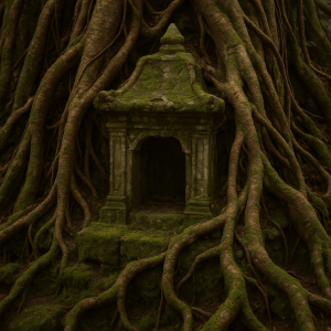 1608_shrine entwined roots_, printable art, 300 DPI