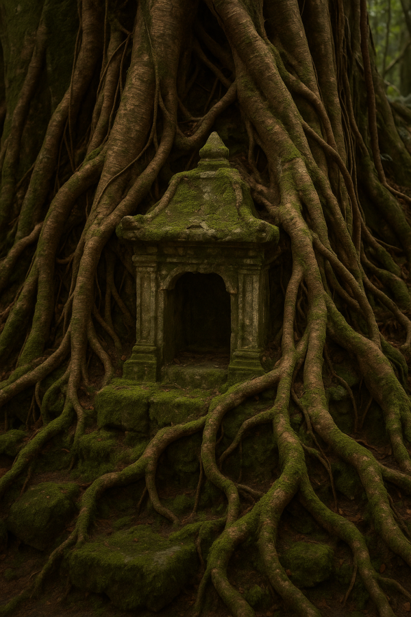 1608_shrine entwined roots_, printable art, 300 DPI