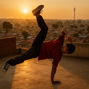 rooftop sunrise breakdance_simple, printable art, 300 DPI