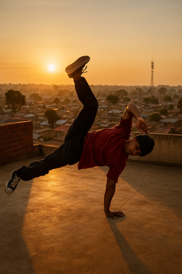 rooftop sunrise breakdance_simple, printable art, 300 DPI