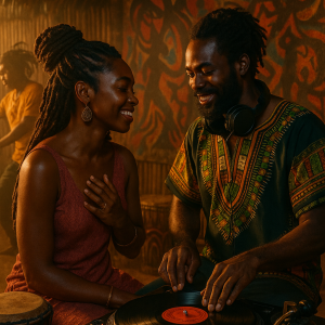 1029_afrocentric celebration scene_simple, printable art, 300 DPI