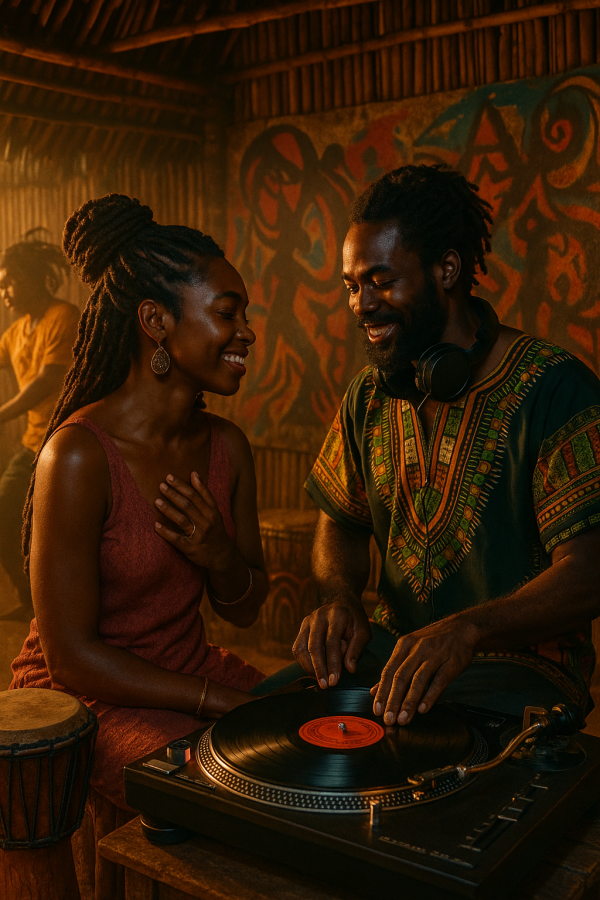 1029_afrocentric celebration scene_simple, printable art, 300 DPI