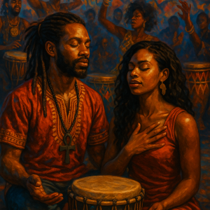 afrocentric celebration scene_simple, printable art, 300 DPI