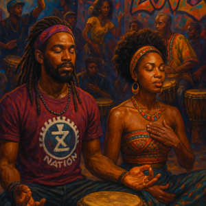 afrocentric celebration scene_simple, printable art, 300 DPI