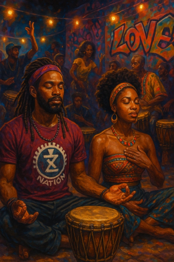 afrocentric celebration scene_simple, printable art, 300 DPI