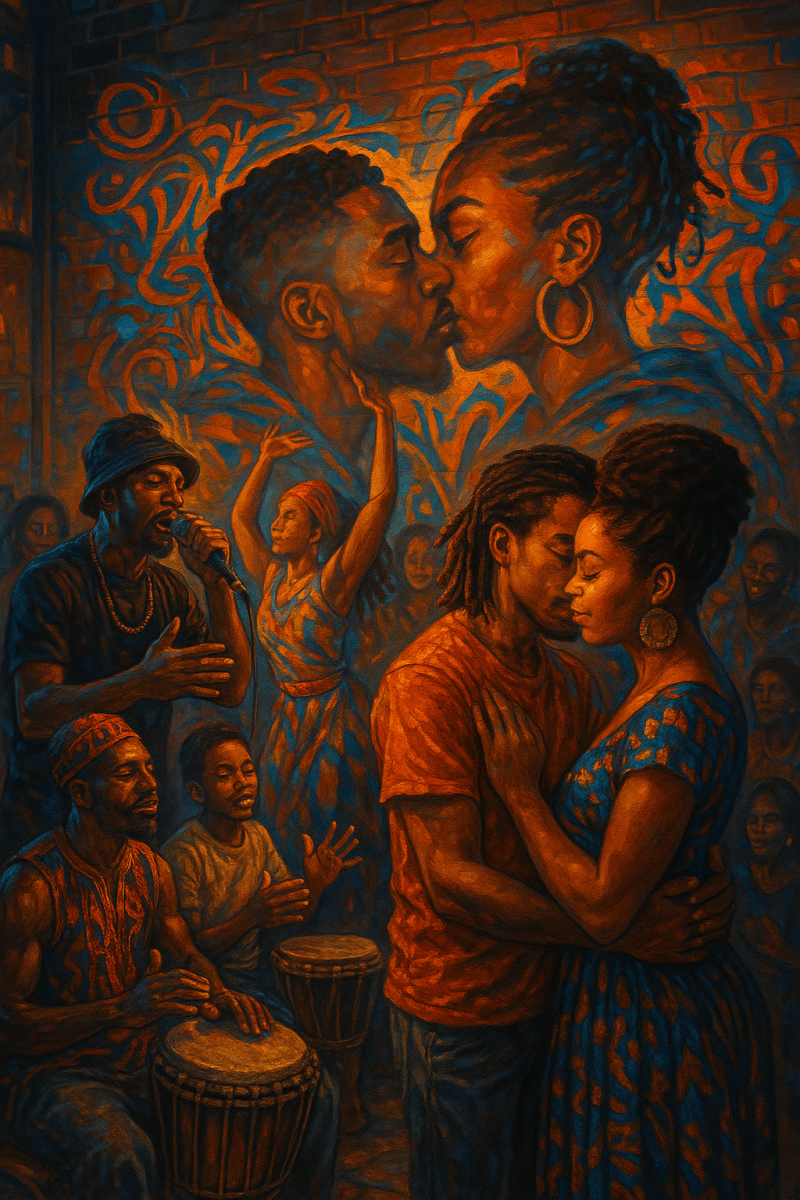 Graffiti Lovers' Kiss digital artwork for bedroom or office