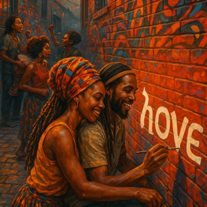 afrocentric love mural_simple, printable art, 300 DPI