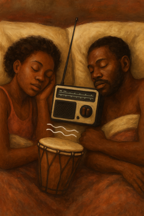 radio with african drums_simple, printable art, 300 DPI