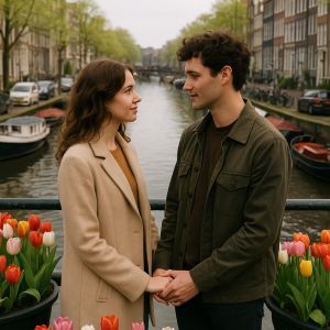 romantic amsterdam bridge moment_simple, printable art, 300 DPI