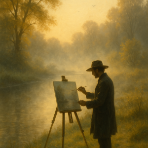 painter's riverside serenity_simple, printable art, 300 DPI