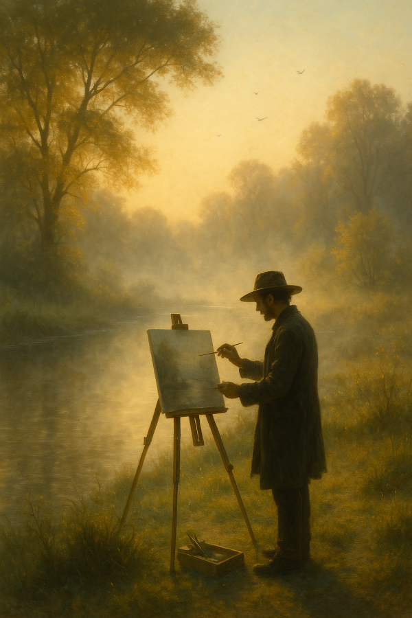 painter's riverside serenity_simple, printable art, 300 DPI