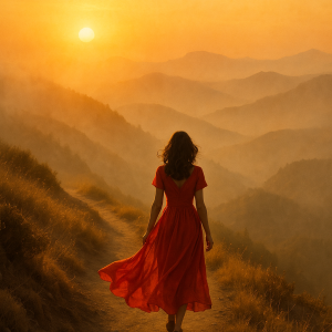 serene sunrise walk_simple, printable art, 300 DPI