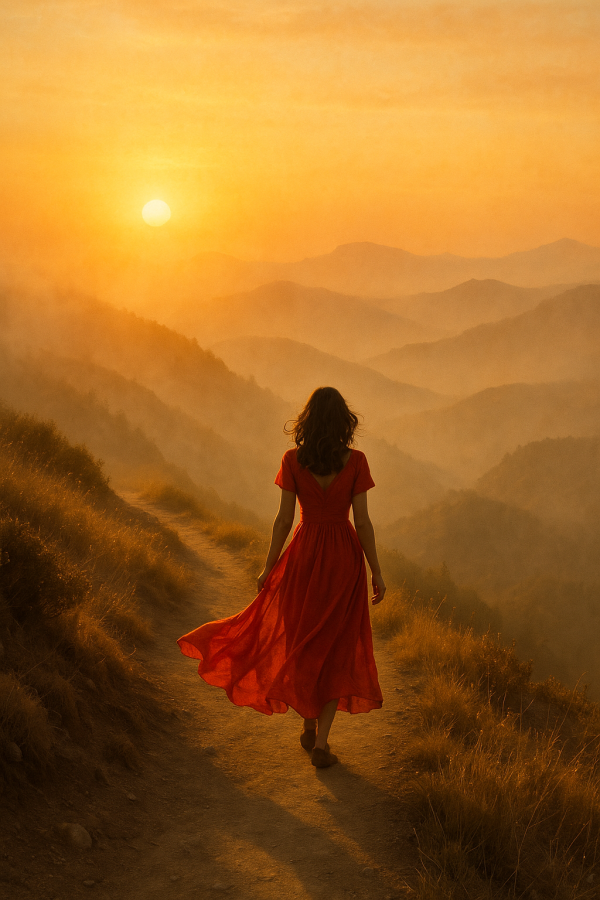 serene sunrise walk_simple, printable art, 300 DPI