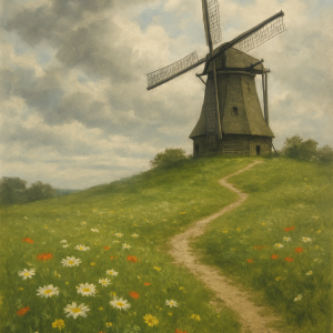 dutch windmill serenity_simple, printable art, 300 DPI