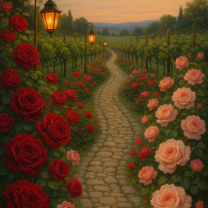 vineyard rose path_simple, printable art, 300 DPI