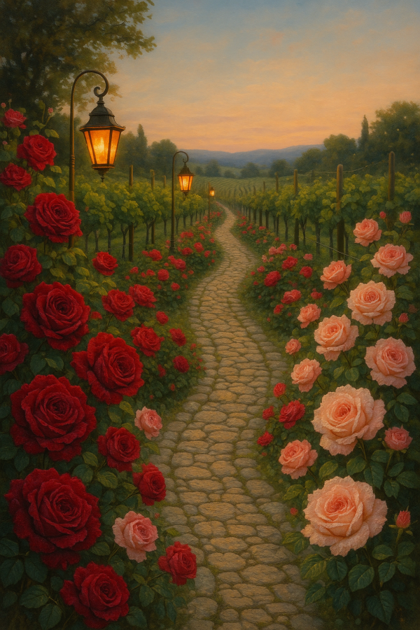 vineyard rose path_simple, printable art, 300 DPI