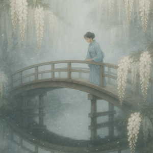 enchanted wisteria bridge_simple, printable art, 300 DPI