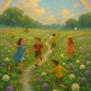 1858_clover meadow rainbow_simple, printable art, 300 DPI