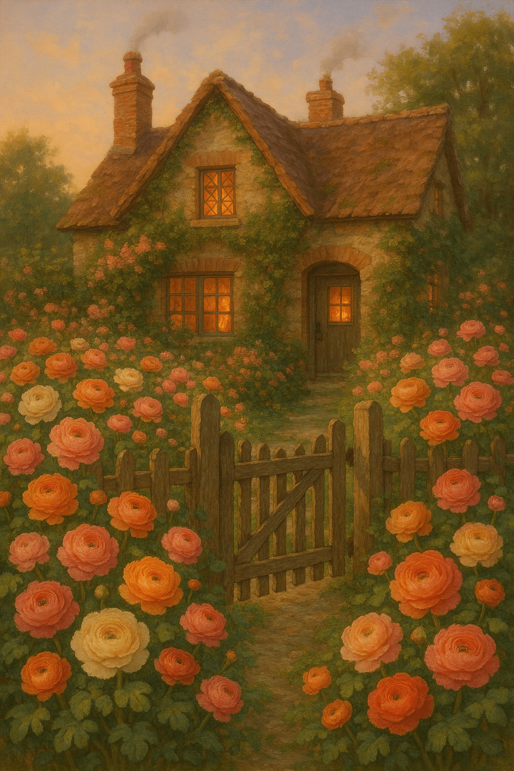 Ranunculus Cottage Charm wall art print for home decor