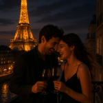 Paris Balcony Romance modern art print for studio or study