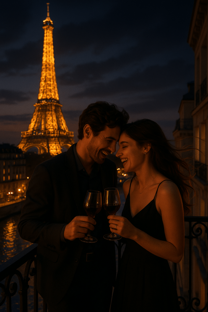 Paris Balcony Romance modern art print for studio or study